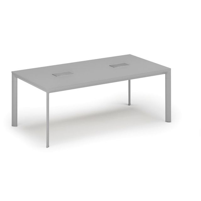 Stůl INVITATION 2000 x 1000 x 740, šedá + 2x stolní zásuvka TYP III, stříbrná