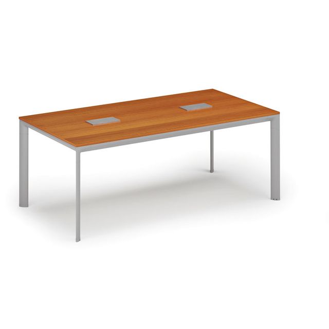 Stůl INVITATION 2000 x 1000 x 740, třešeň + 2x stolní zásuvka TYP III, stříbrná