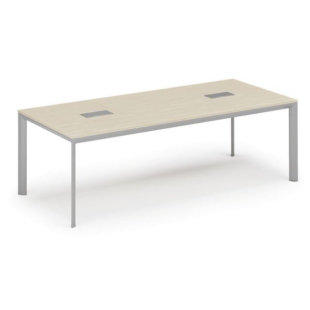 Stůl INVITATION 2400 x 1200 x 740 + 2x stolní zásuvka TYP III, stříbrná