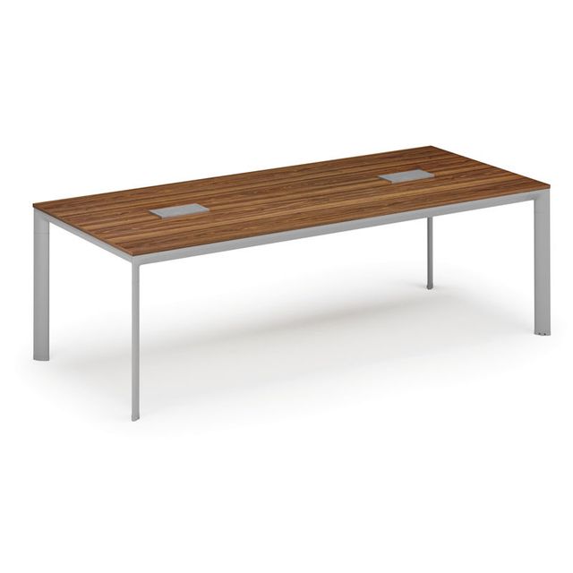 Stůl INVITATION 2400 x 1200 x 740, ořech + 2x stolní zásuvka TYP II, stříbrná