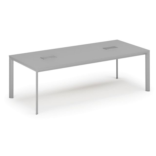 Stůl INVITATION 2400 x 1200 x 740, šedá + 2x stolní zásuvka TYP III, stříbrná