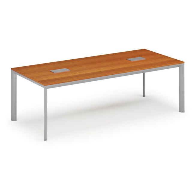 Stůl INVITATION 2400 x 1200 x 740, třešeň + 2x stolní zásuvka TYP IV, stříbrná