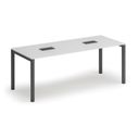 Stůl SQUARE 2000 x 800 x 750, bílá + 2x stolní zásuvka TYP IV, černá