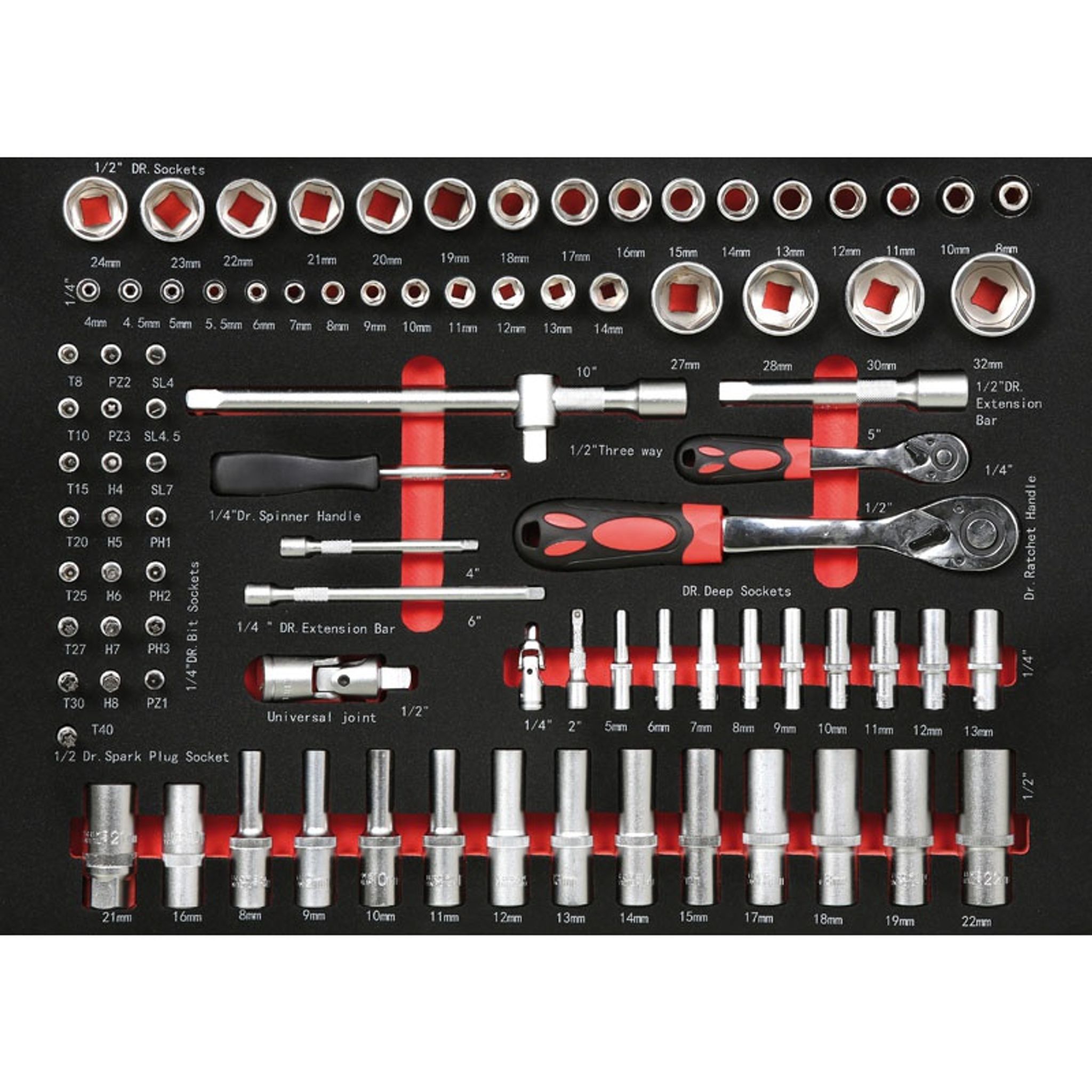 Súprava náradia pre vozíky G2, chróm vanádium, 93 ks