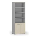 Szafa biurowa kombinowana PRIMA GRAY, drzwi na 2 poziomach, 800 x 420 x 2128 mm, szary/brzoza