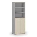 Szafa biurowa kombinowana PRIMA GRAY, drzwi na 3 poziomach, 800 x 420 x 2128 mm, szary/brzoza