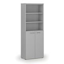 Szafa biurowa kombinowana PRIMA GRAY, drzwi na 3 poziomach, 800 x 420 x 2128 mm, szary