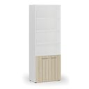 Szafa biurowa kombinowana PRIMA WHITE, drzwi na 2 poziomach, 2128 x 800 x 420 mm, biały/dąb naturalny