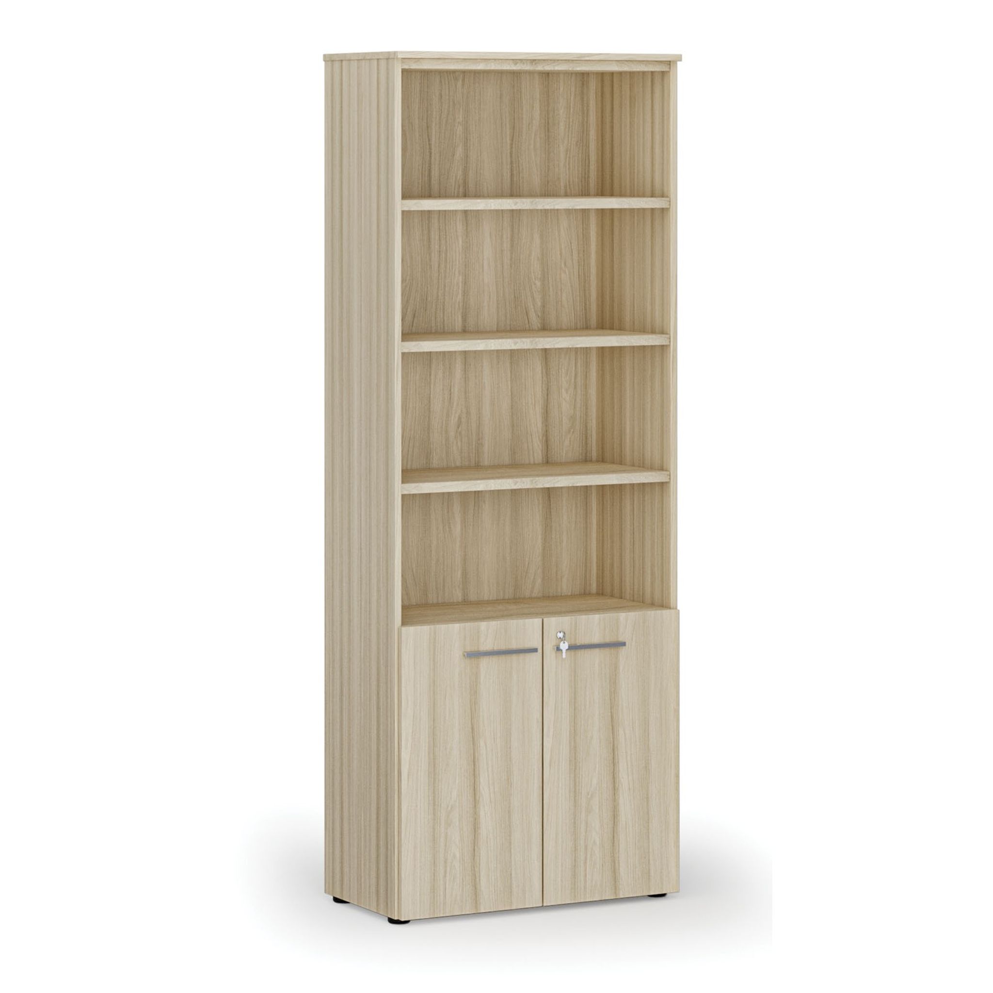 Szafa biurowa kombinowana PRIMA WOOD, drzwi na 2 poziomach, 800 x 420 x 2128 mm, dąb naturalny