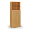 Szafa biurowa kombinowana PRIMA WOOD, drzwi na 4 poziomach, 2128 x 800 x 420 mm, buk