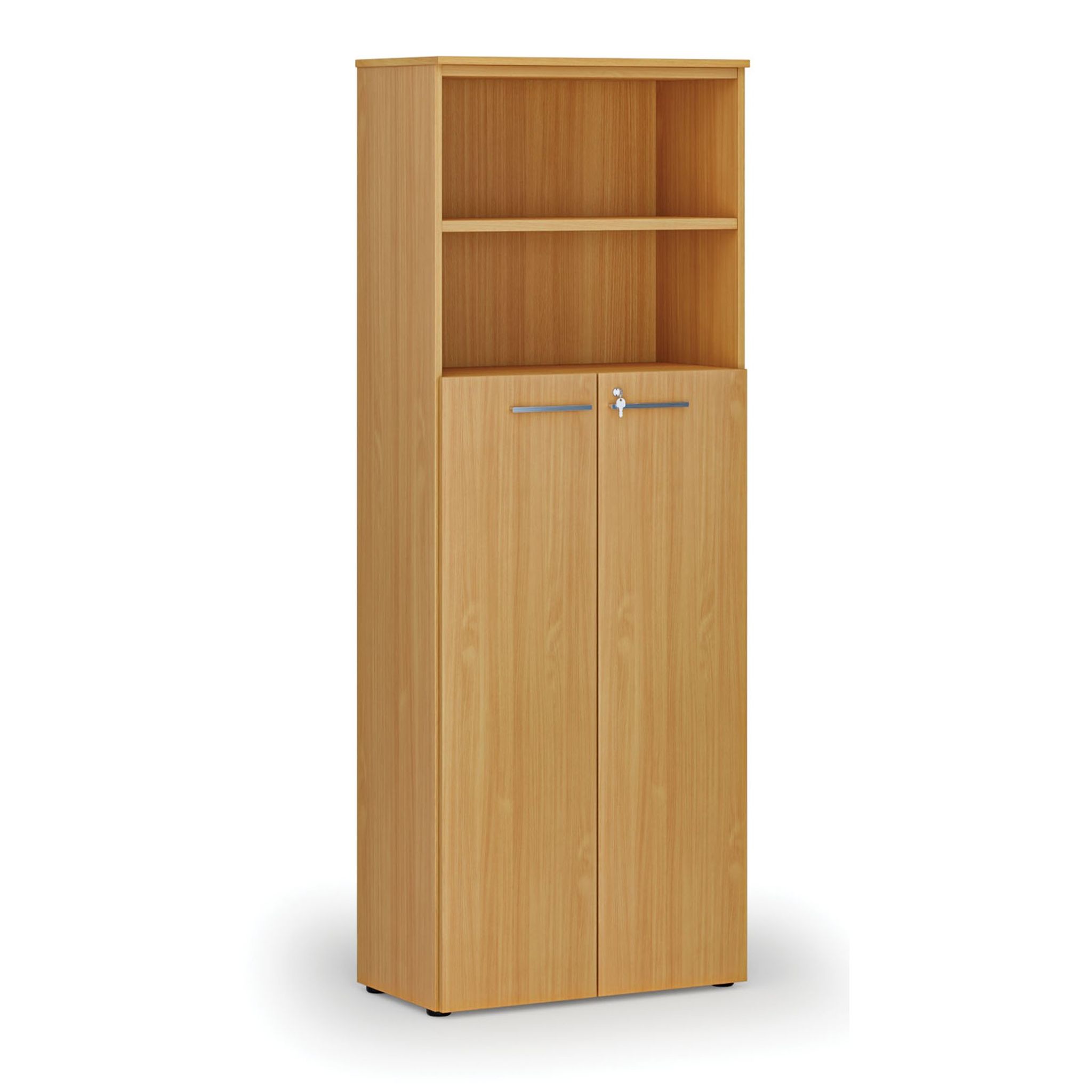 Szafa biurowa kombinowana PRIMA WOOD, drzwi na 4 poziomach, 2128 x 800 x 420 mm, buk
