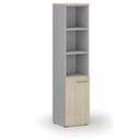 Szafa biurowa kombinowana PRIMO GRAY, drzwi na 2 poziomach, 400 x 420 x 1781 mm, szary/dąb naturalny