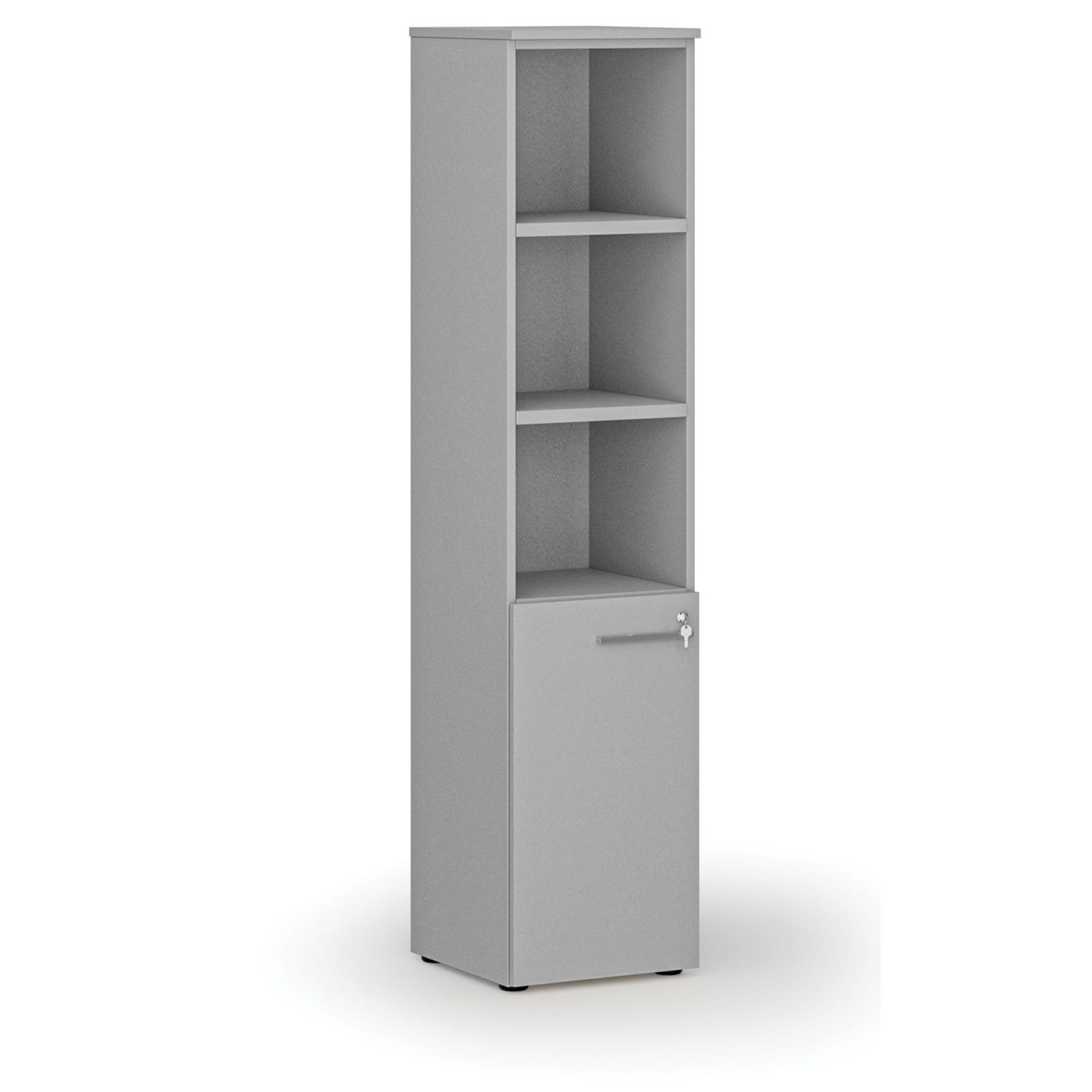 Szafa biurowa kombinowana PRIMO GRAY, drzwi na 2 poziomach, 400 x 420 x 1781 mm, szary