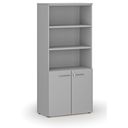 Szafa biurowa kombinowana PRIMO GRAY, drzwi na 2 poziomach, 800 x 420 x 1781 mm, szary