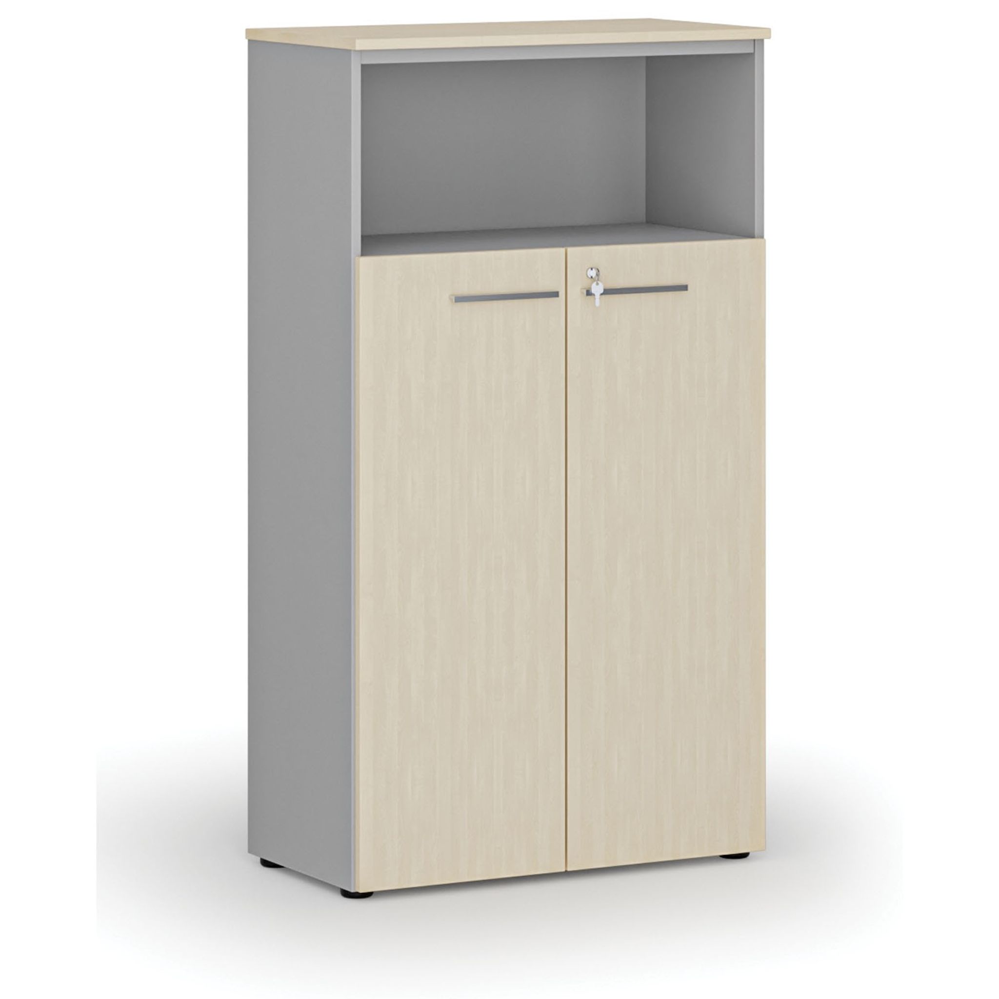 Szafa biurowa kombinowana PRIMO GRAY, drzwi na 3 poziomach, 800 x 420 x 1434 mm