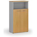 Szafa biurowa kombinowana PRIMO GRAY, drzwi na 3 poziomach, 800 x 420 x 1434 mm, szary/buk