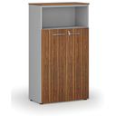 Szafa biurowa kombinowana PRIMO GRAY, drzwi na 3 poziomach, 800 x 420 x 1434 mm, szary/orzech