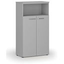 Szafa biurowa kombinowana PRIMO GRAY, drzwi na 3 poziomach, 800 x 420 x 1434 mm, szary