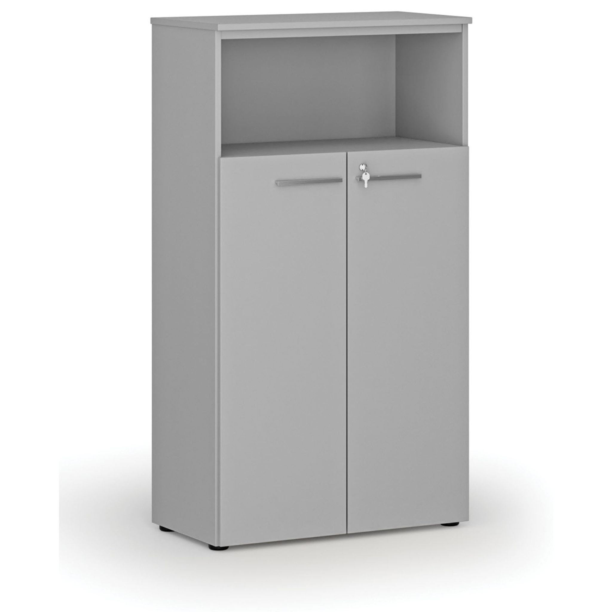 Szafa biurowa kombinowana PRIMO GRAY, drzwi na 3 poziomach, 800 x 420 x 1434 mm, szary