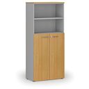 Szafa biurowa kombinowana PRIMO GRAY, drzwi na 3 poziomach, 800 x 420 x 1781 mm, szary/buk