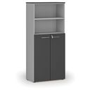 Szafa biurowa kombinowana PRIMO GRAY, drzwi na 3 poziomach, 800 x 420 x 1781 mm, szary/grafit