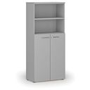 Szafa biurowa kombinowana PRIMO GRAY, drzwi na 3 poziomach, 800 x 420 x 1781 mm, szary