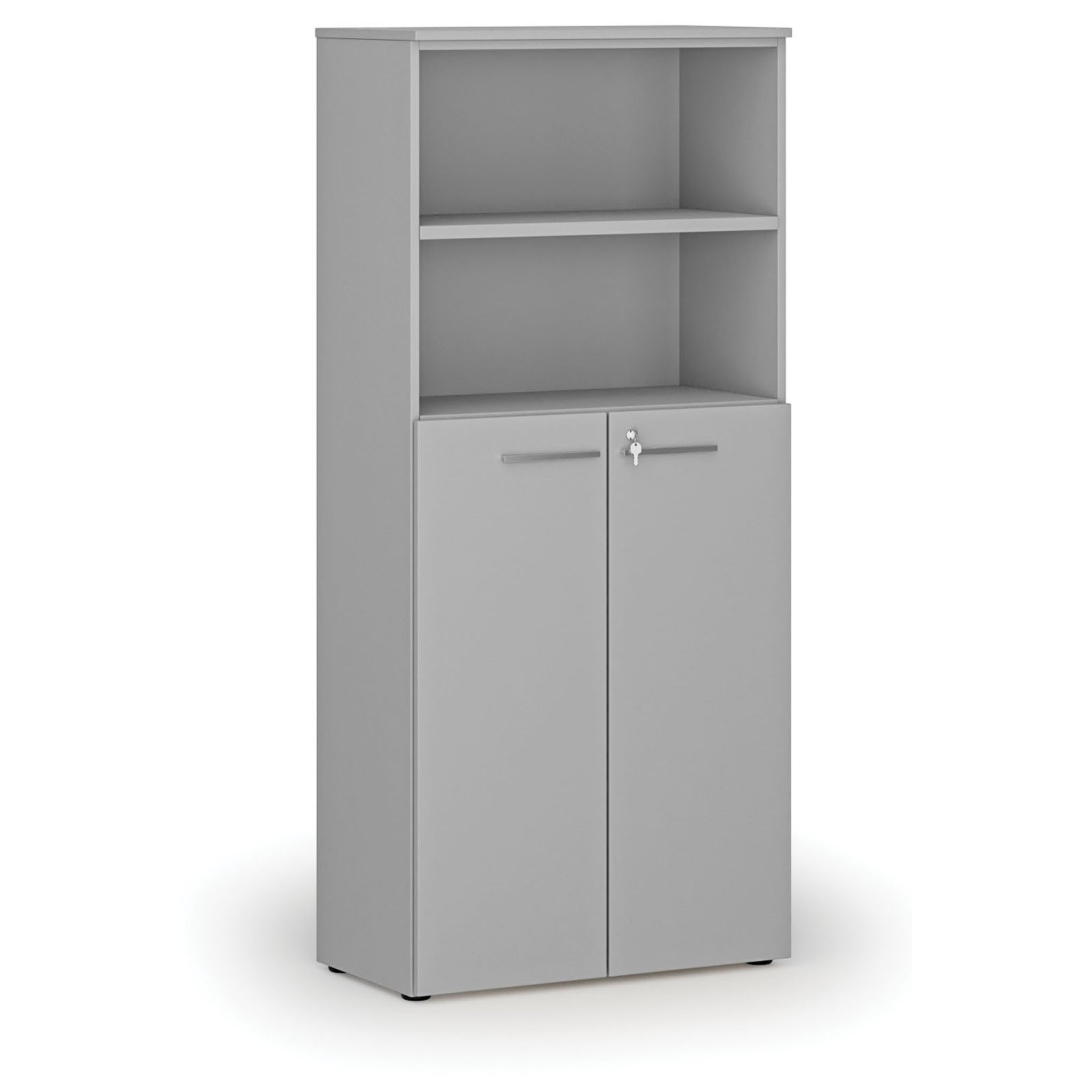 Szafa biurowa kombinowana PRIMO GRAY, drzwi na 3 poziomach, 800 x 420 x 1781 mm, szary