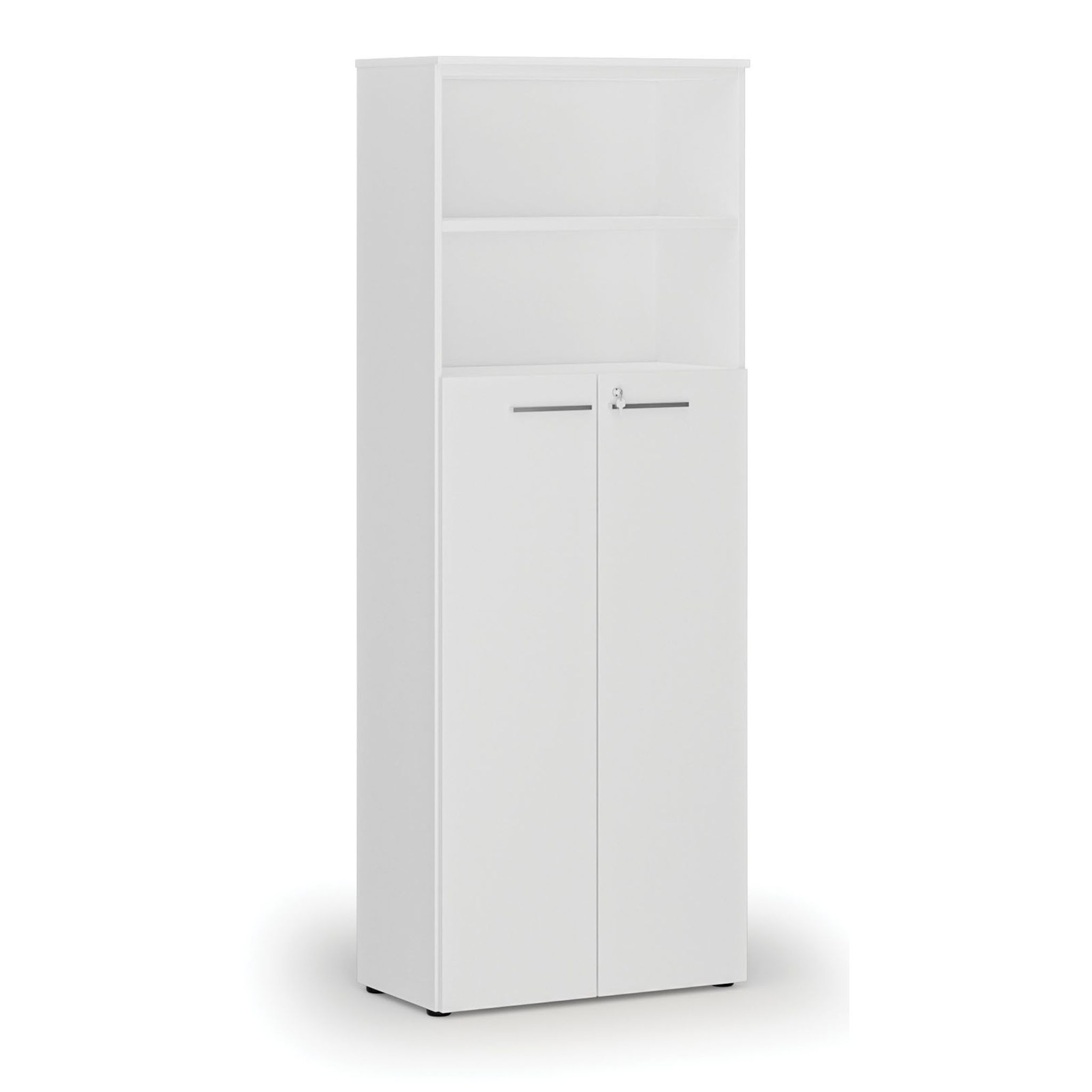 Szafa biurowa kombinowana PRIMO WHITE, 4-poziomowe drzwi, 2128 x 800 x 420 mm, biały