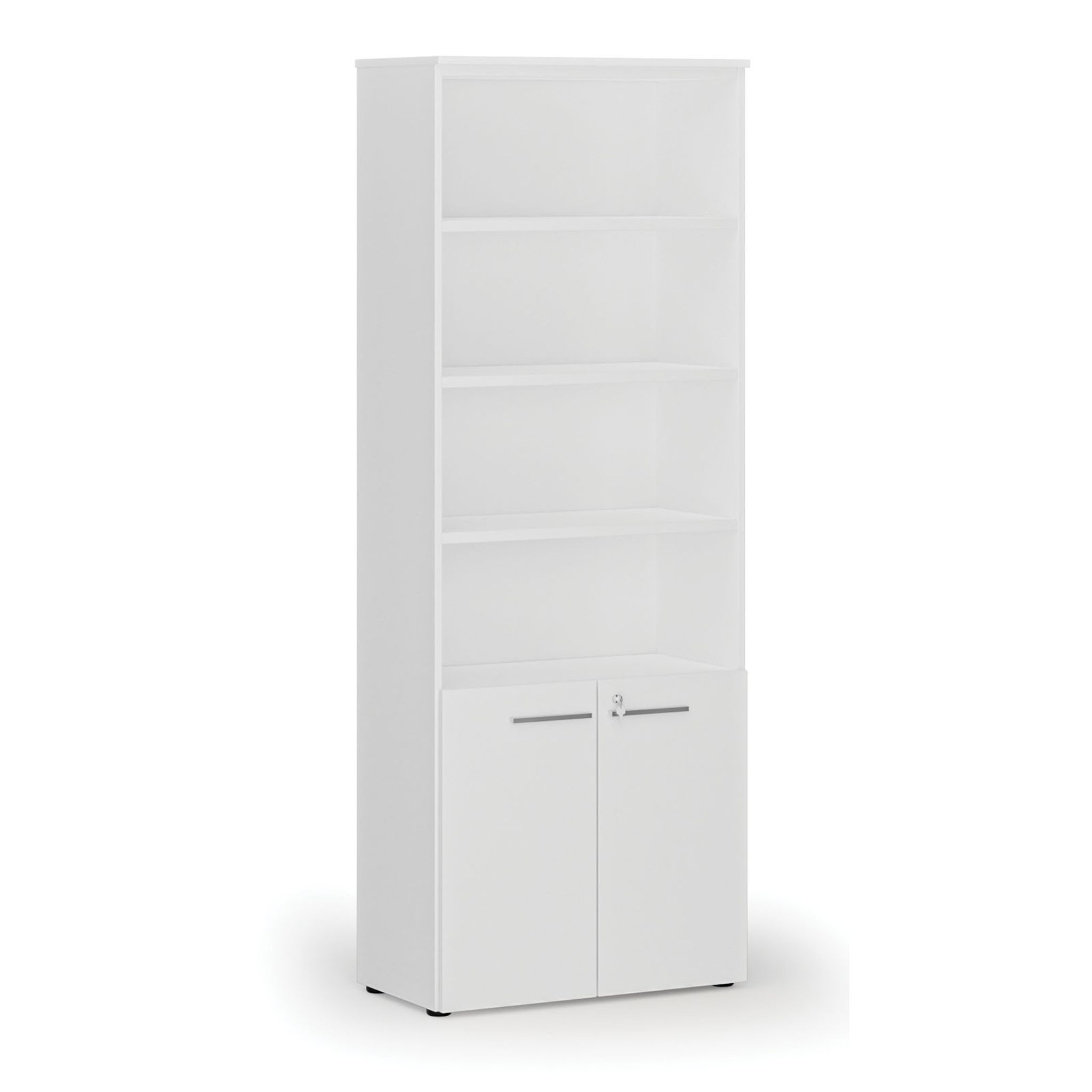 Szafa biurowa kombinowana PRIMO WHITE, drzwi na 2 poziomach, 2128 x 800 x 420 mm, biała