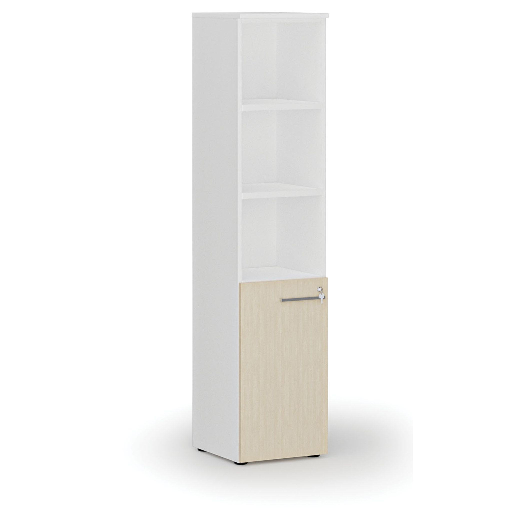 Szafa biurowa kombinowana PRIMO WHITE, drzwi na 2 poziomach, 400 x 420 x 1781 mm