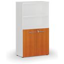Szafa biurowa kombinowana PRIMO WHITE, drzwi na 2 poziomach, 800 x 420 x 1434 mm, biały/wiśnia