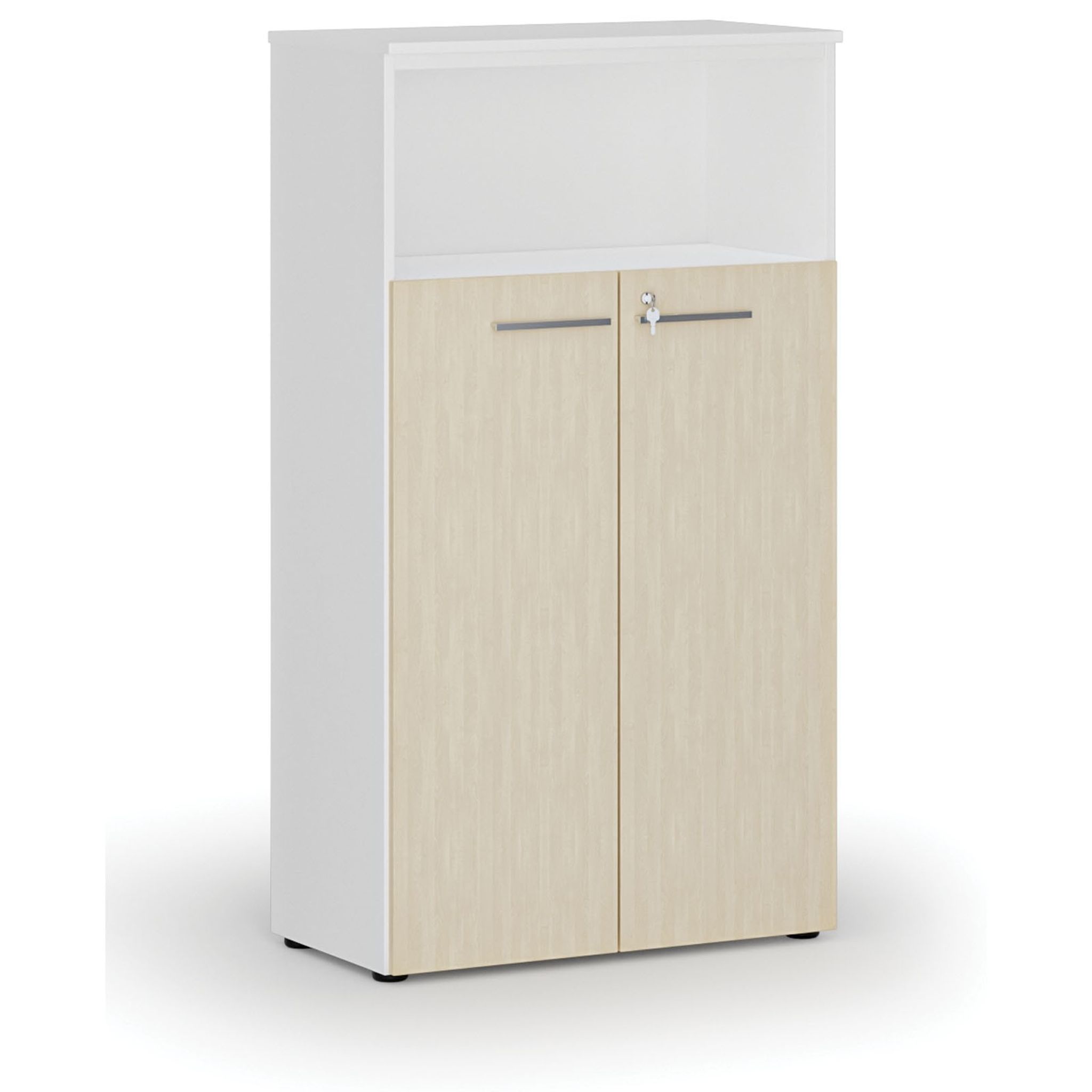 Szafa biurowa kombinowana PRIMO WHITE, drzwi na 3 poziomach, 1434 x 800 x 420 mm