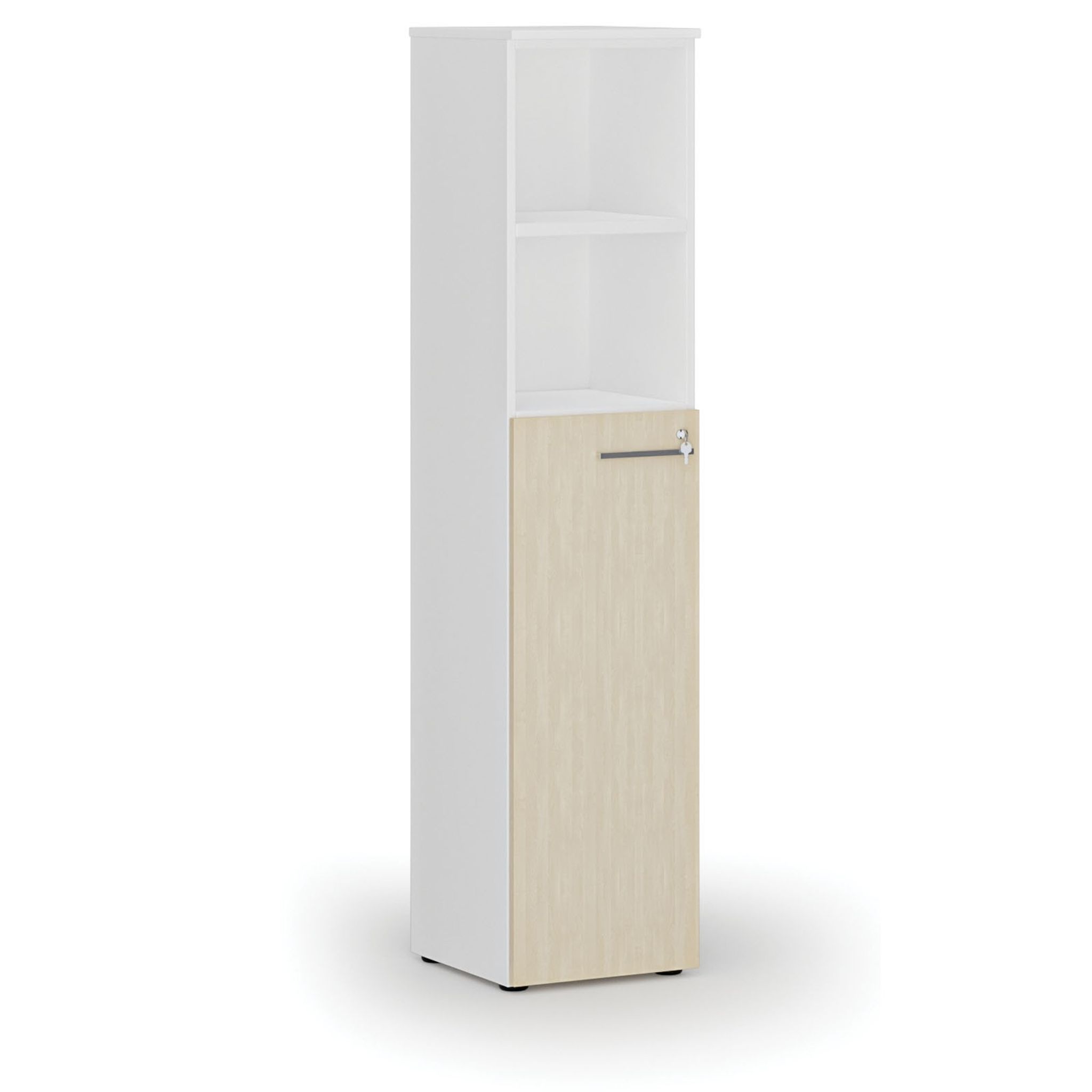 Szafa biurowa kombinowana PRIMO WHITE, drzwi na 3 poziomach, 400 x 420 x 1781 mm