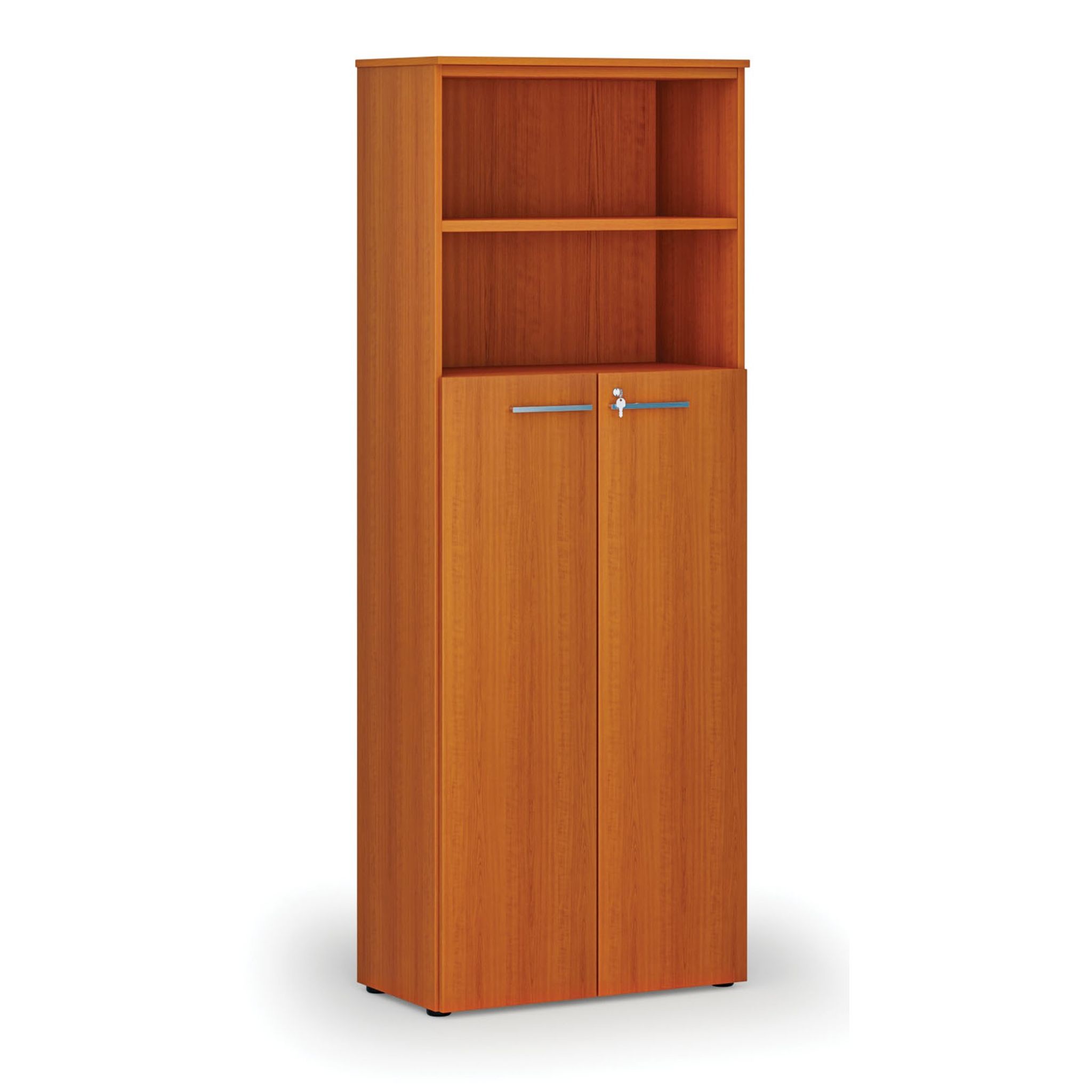 Szafa biurowa kombinowana PRIMO WOOD, 4-poziomowe drzwi, 2128 x 800 x 420 mm, wiśnia