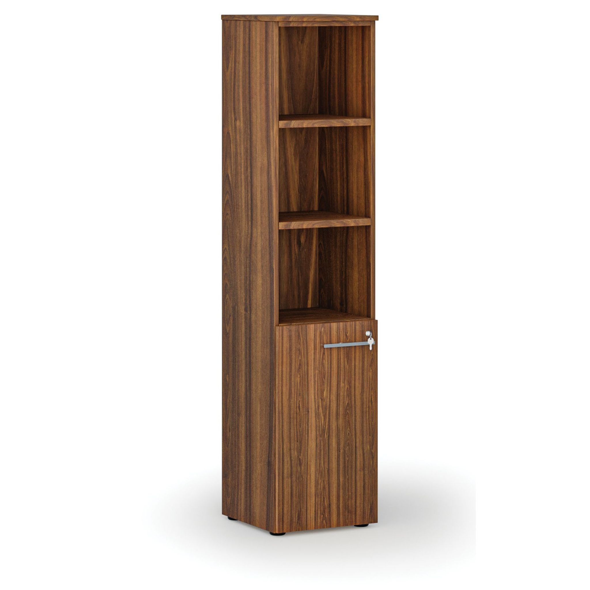Szafa biurowa kombinowana PRIMO WOOD, drzwi na 2 poziomach, 400 x 420 x 1781 mm, orzech