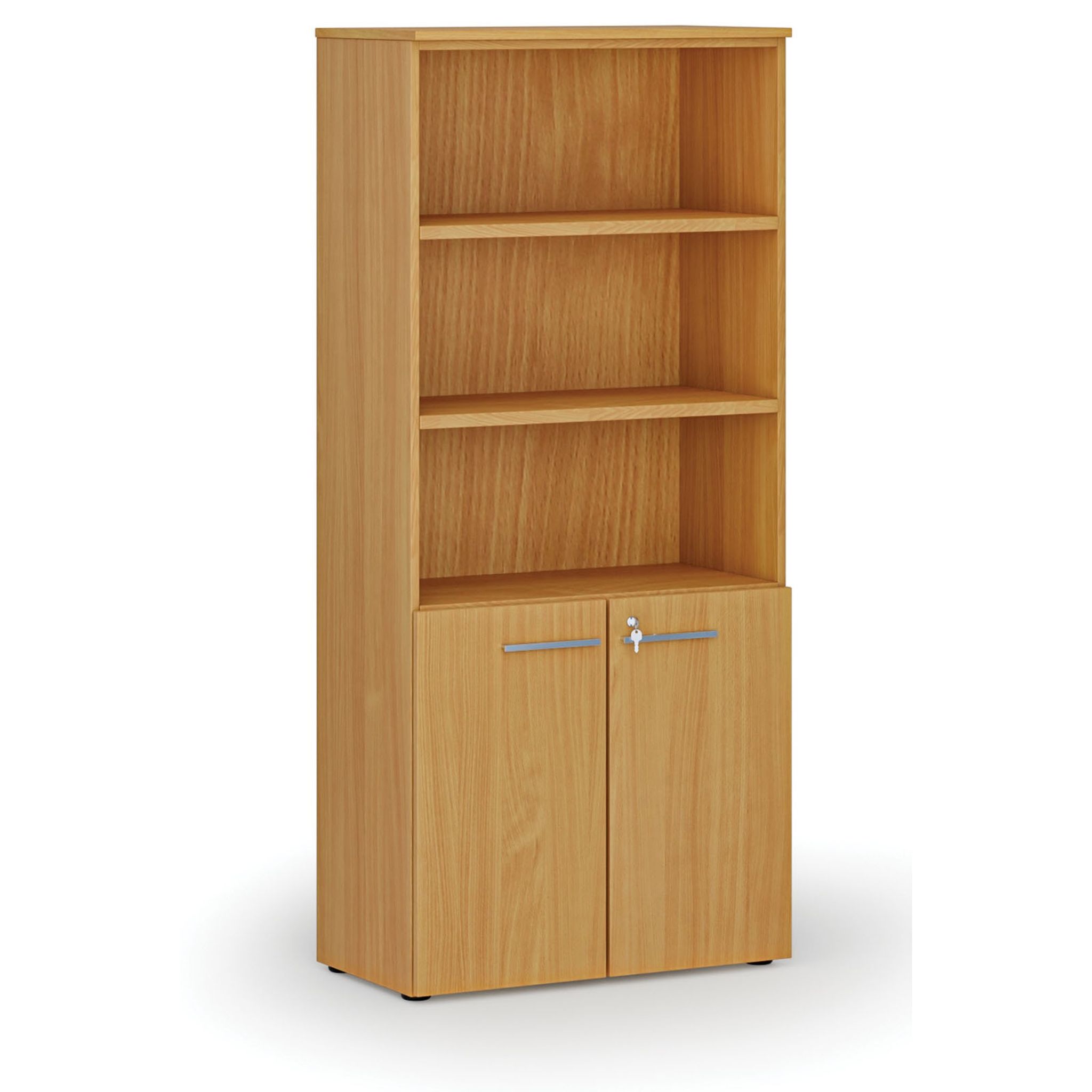 Szafa biurowa kombinowana PRIMO WOOD, drzwi na 2 poziomach, 800 x 420 x 1781 mm, buk