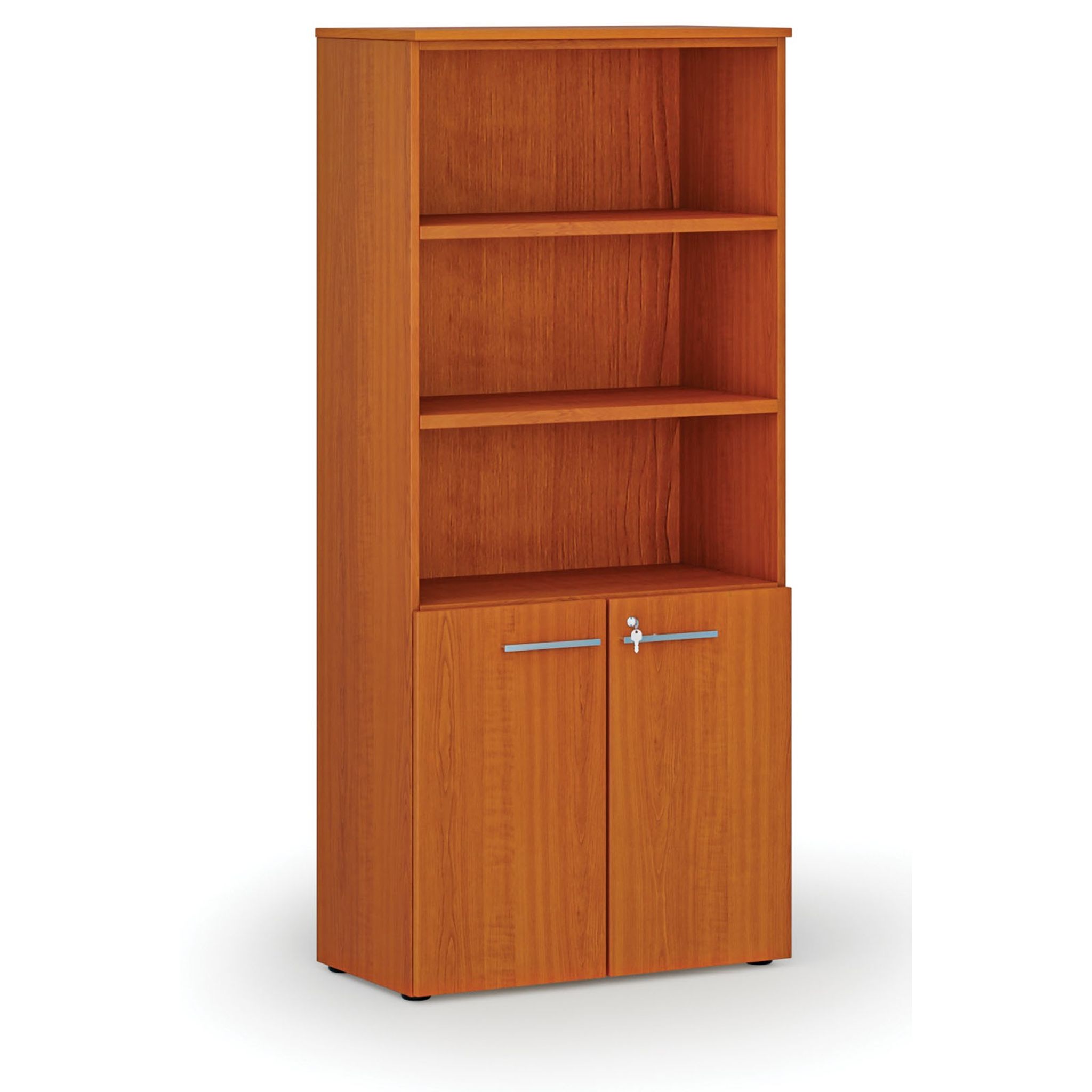 Szafa biurowa kombinowana PRIMO WOOD, drzwi na 2 poziomach, 800 x 420 x 1781 mm, wiśnia