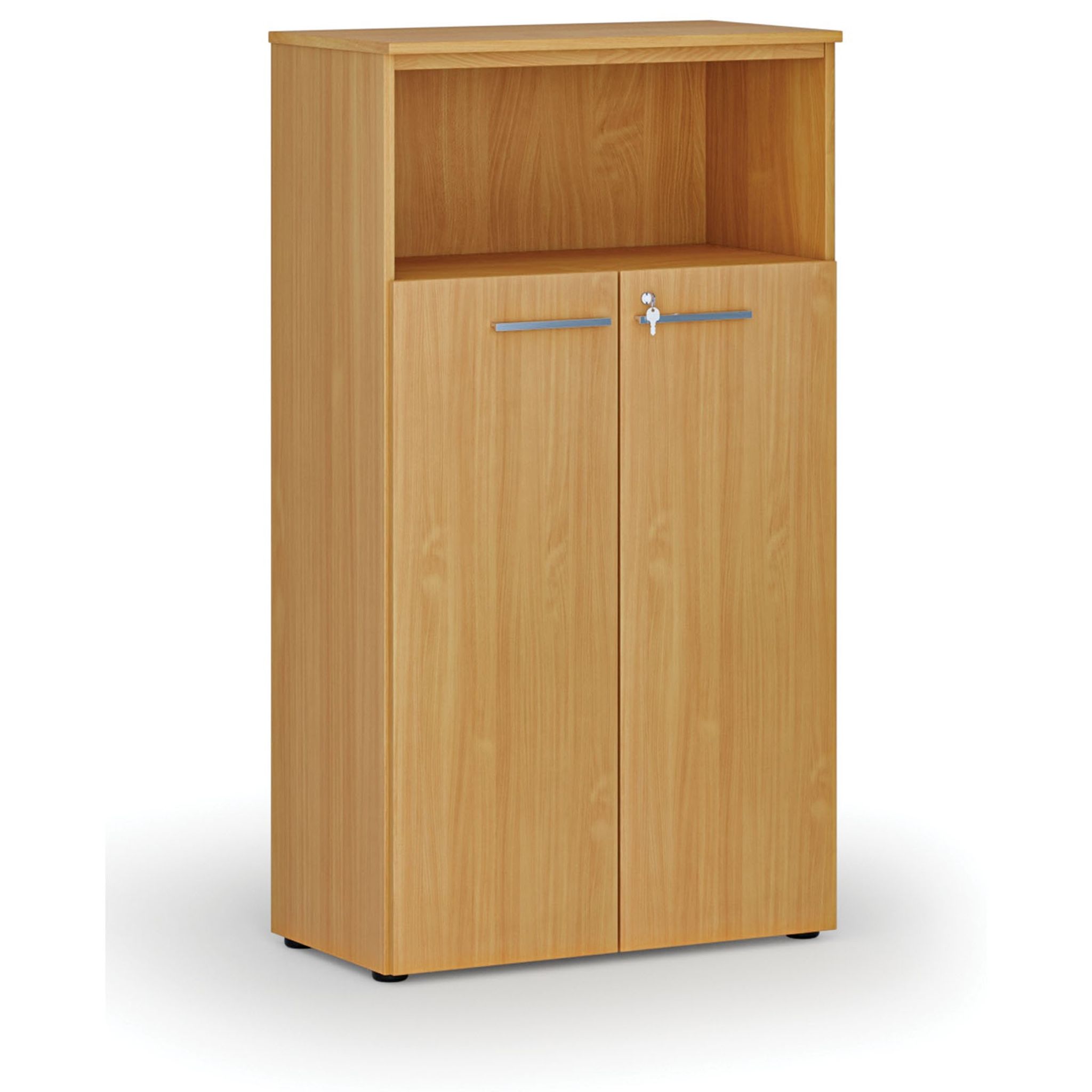 Szafa biurowa kombinowana PRIMO WOOD, drzwi na 3 poziomach, 1434 x 800 x 420 mm, buk