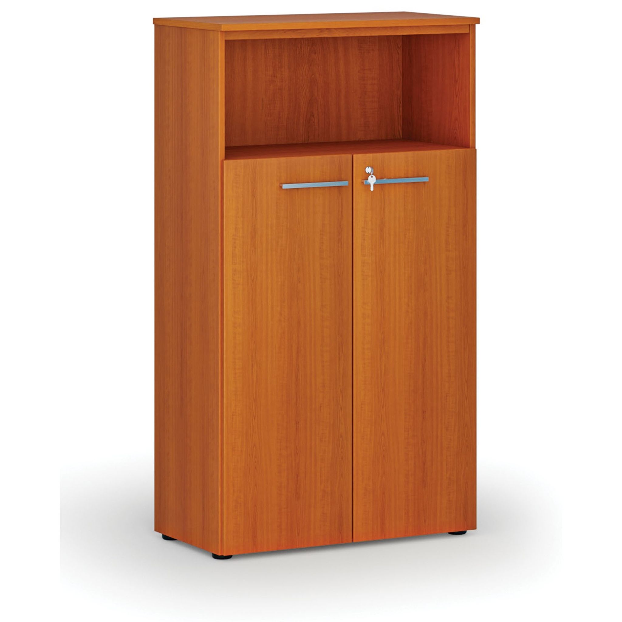Szafa biurowa kombinowana PRIMO WOOD, drzwi na 3 poziomach, 1434 x 800 x 420 mm, wiśnia