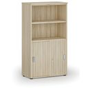Szafa biurowa kombinowana PRIMO WOOD, drzwi przesuwne na 2 poziomach, 1434 x 800 x 420 mm, dąb naturalny