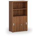 Szafa biurowa kombinowana PRIMO WOOD, drzwi przesuwne na 2 poziomach, 1434 x 800 x 420 mm, orzech