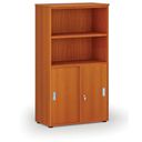 Szafa biurowa kombinowana PRIMO WOOD, drzwi przesuwne na 2 poziomach, 1434 x 800 x 420 mm, wiśnia