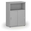 Szafa biurowa kombinowana z drzwiami przesuwnymi PRIMO GRAY, 800 x 420 x 1087 mm, szary