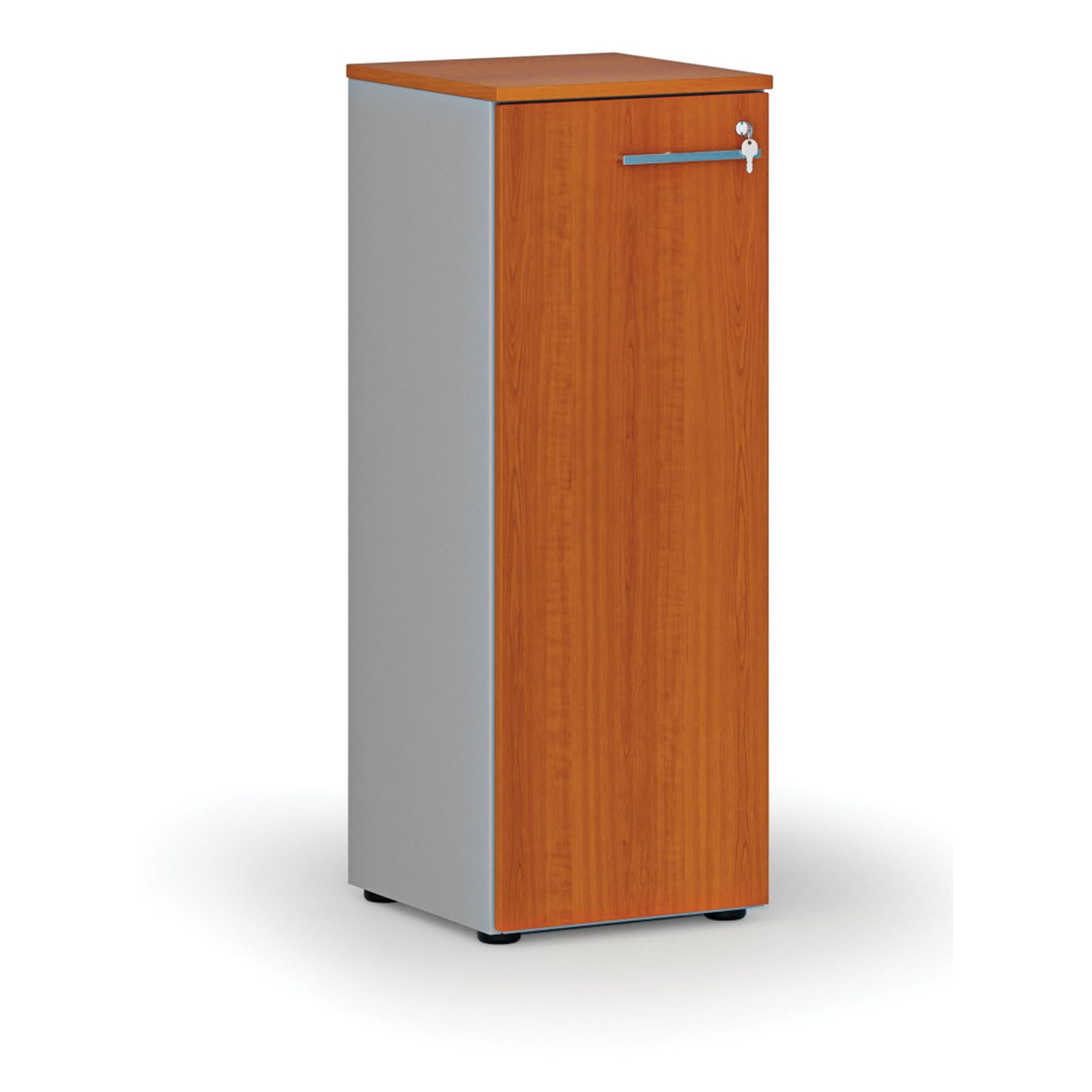Szafa biurowa niska z drzwiami PRIMO GRAY, 400 x 420 x 1087 mm, szary/wiśnia