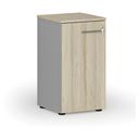 Szafa biurowa niska z drzwiami PRIMO GRAY, 400 x 420 x 740 mm, szary/dąb naturalny
