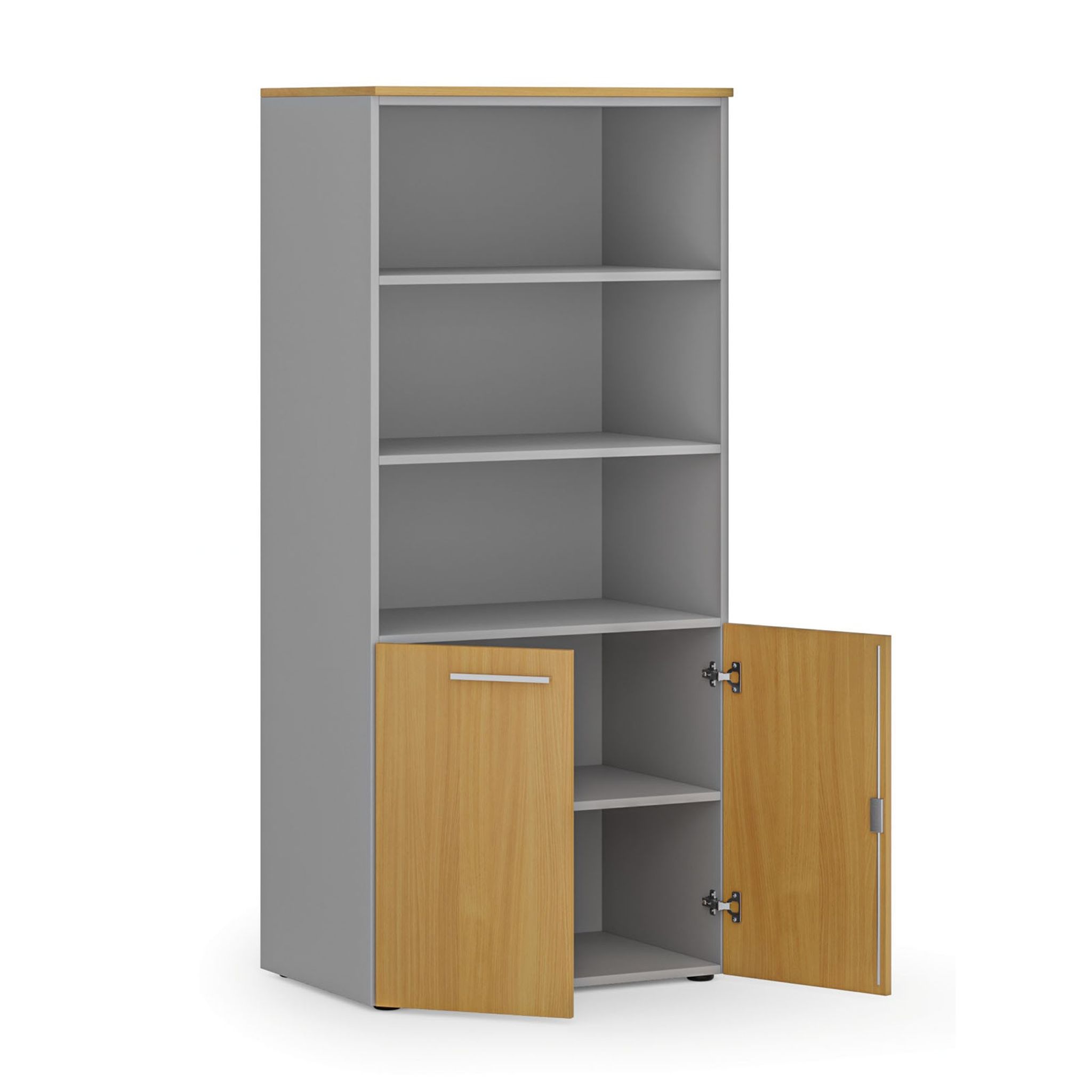 Szafa biurowa z drzwiami niskimi PRIMO GRAY, 800 x 500 x 1781 mm, szary/buk