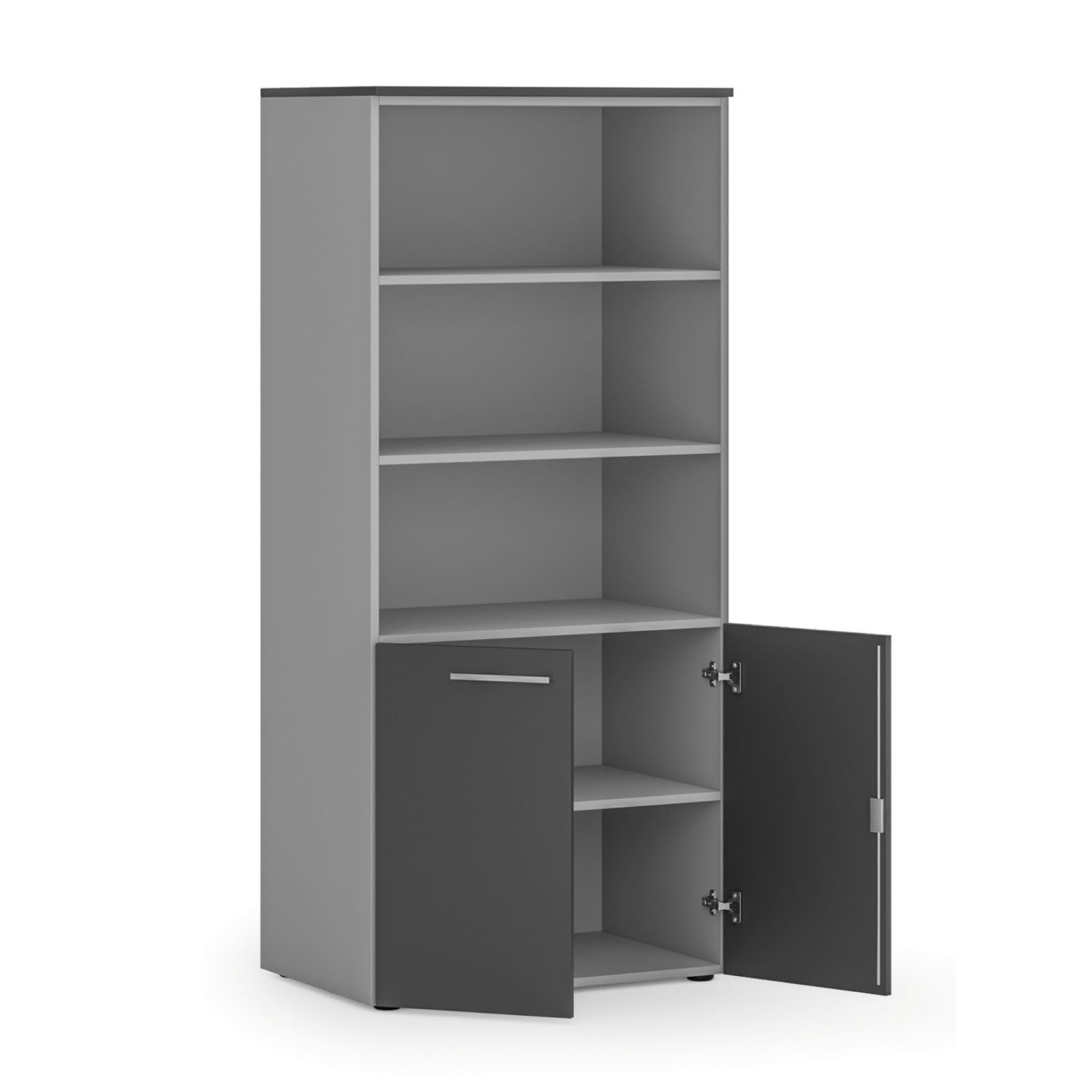 Szafa biurowa z drzwiami niskimi PRIMO GRAY, 800 x 500 x 1781 mm, szary/grafitowy