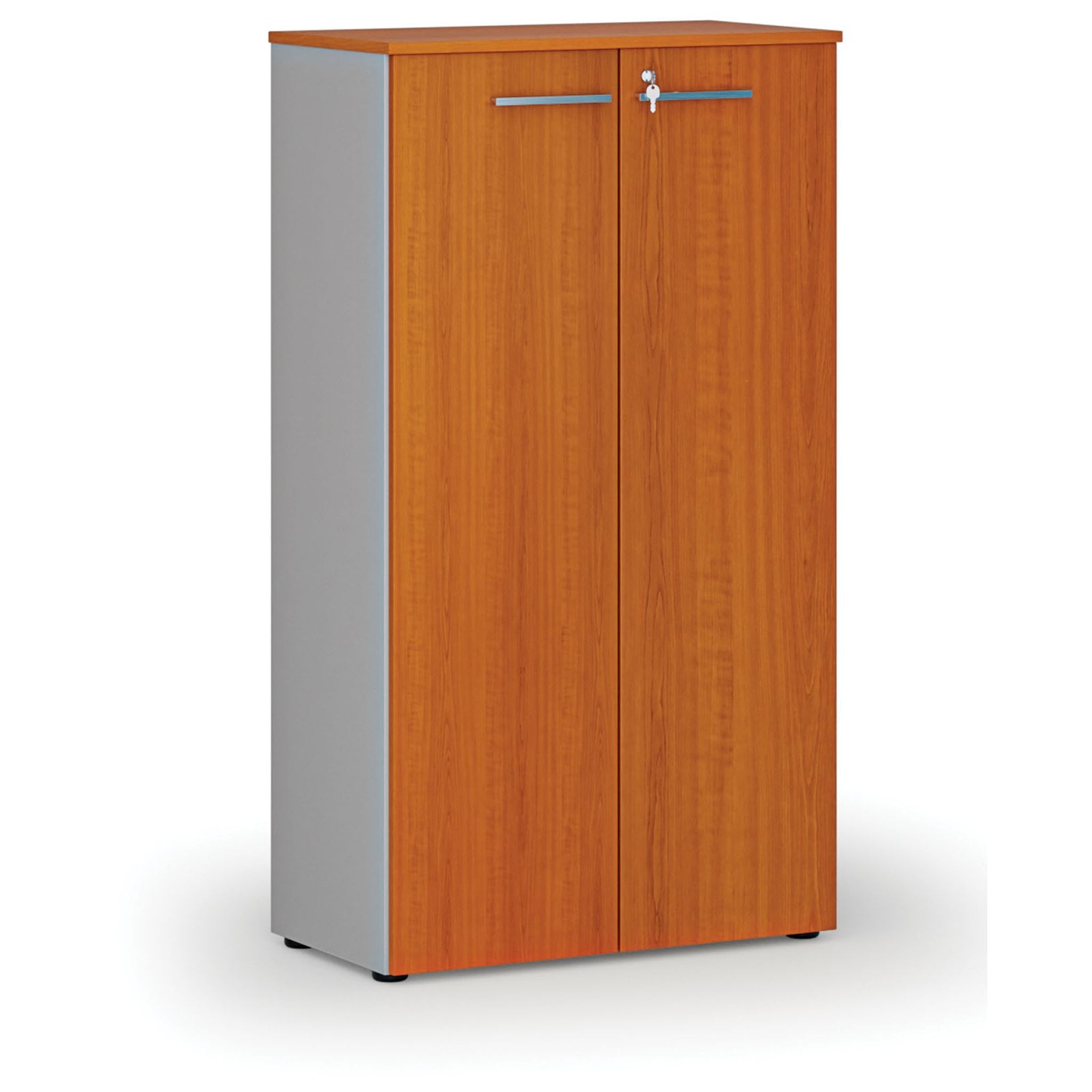 Szafa biurowa z drzwiami PRIMO GRAY, 800 x 420 x 1434 mm, szary/wiśnia