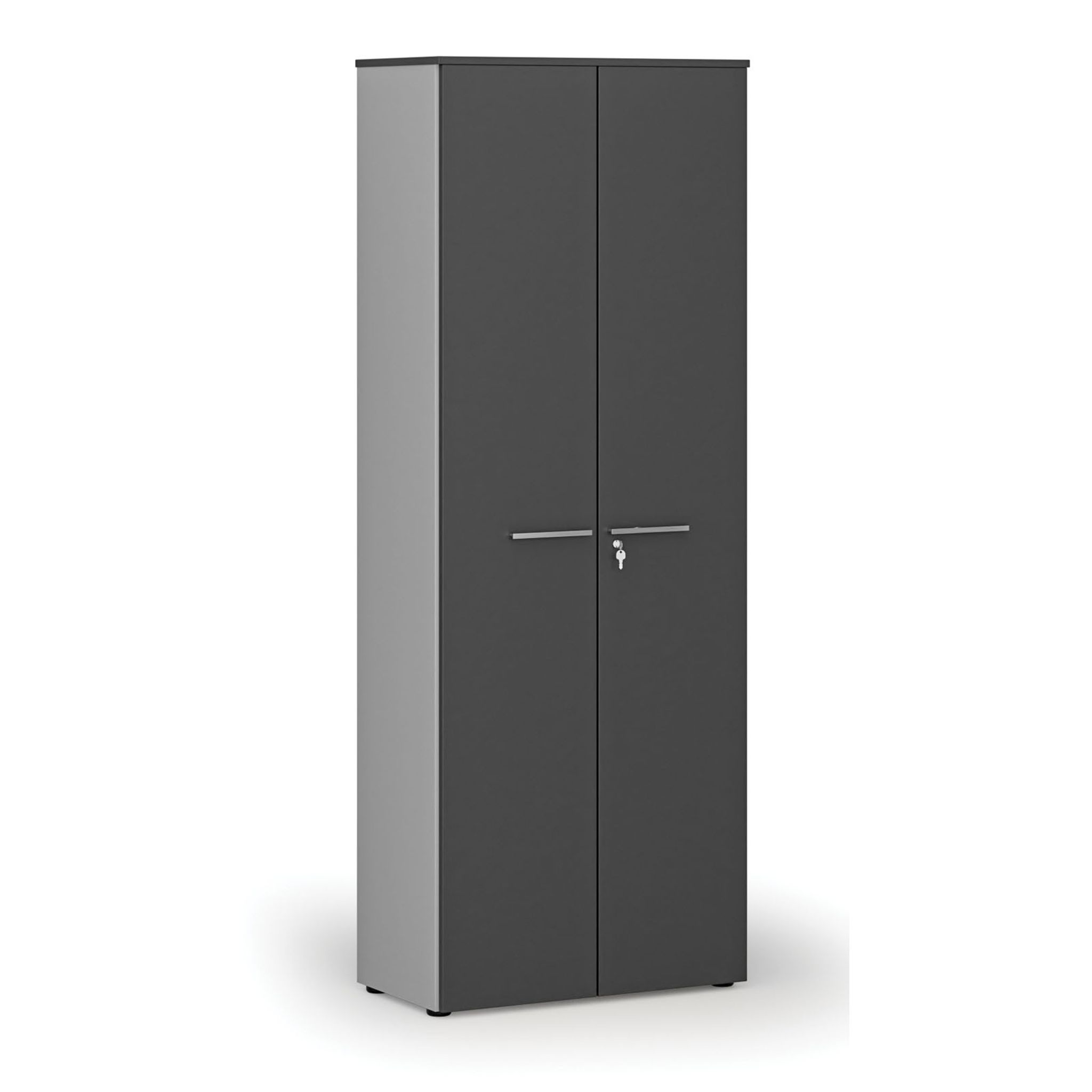 Szafa biurowa z drzwiami PRIMO GRAY, 800 x 420 x 2128 mm, szary/grafit