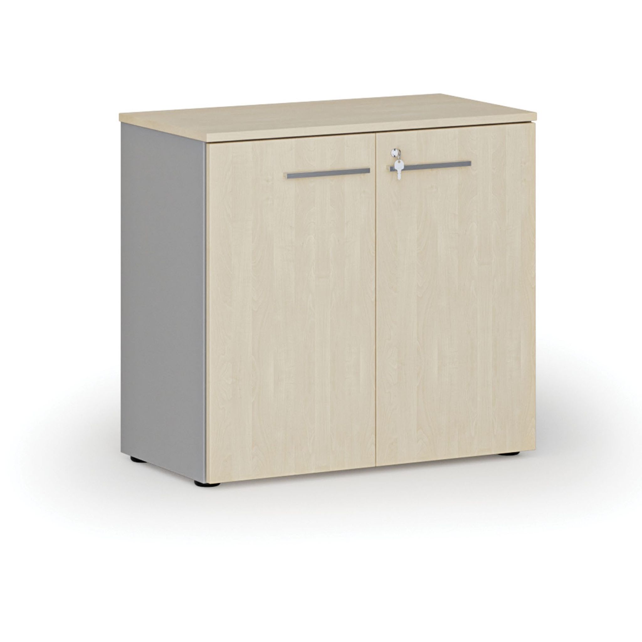 Szafa biurowa z drzwiami PRIMO GRAY, 800 x 420 x 740 mm, szary/brzoza